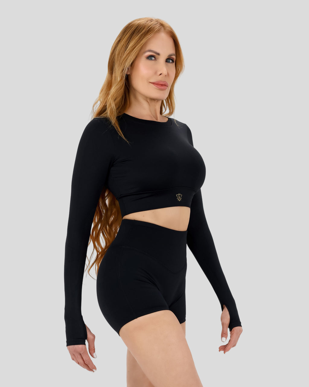 Long Sleeve Tri Cut Crop Top