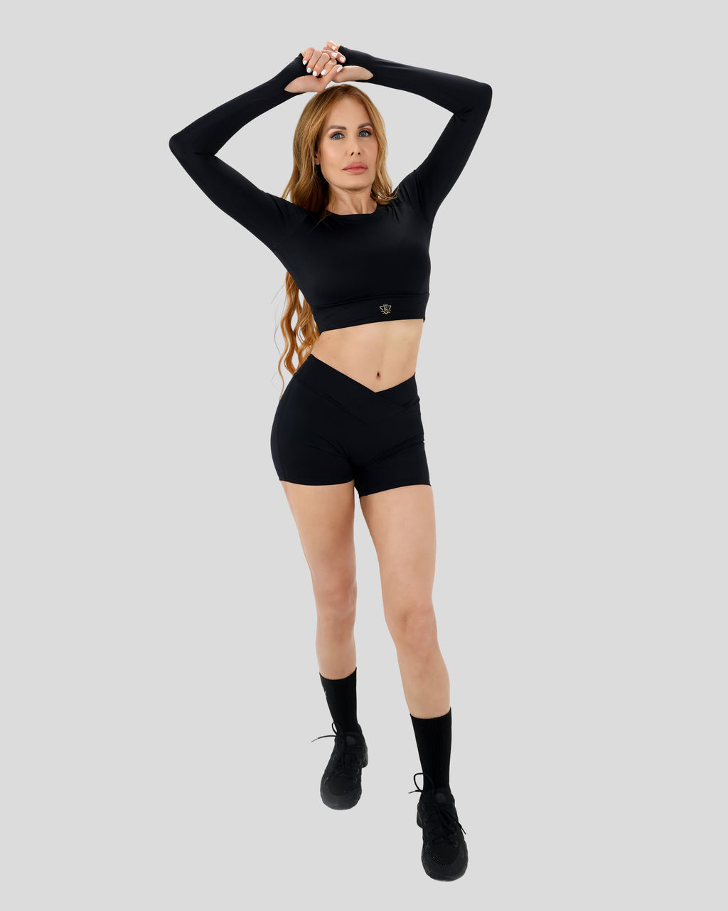 Long Sleeve Tri Cut Crop Top