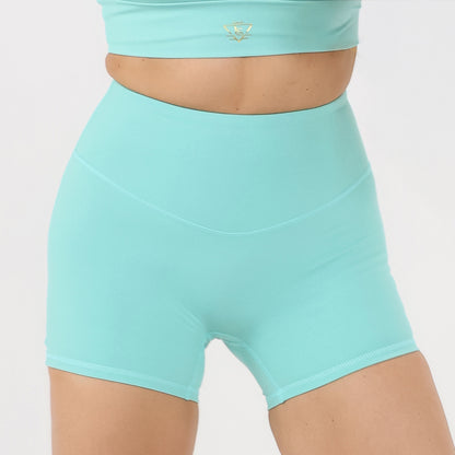 Sculpt High-Waisted Shorts - Aqua Mint